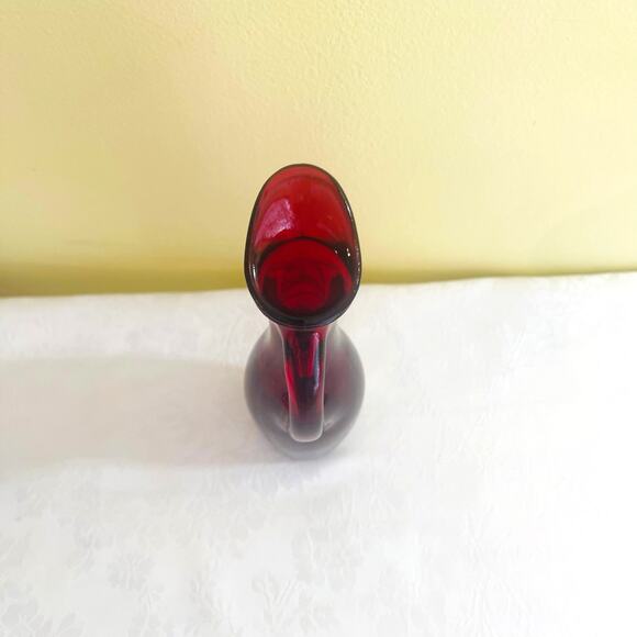 Vtg Anchor Hocking Red Depression Glass Pitcher Cruet Vase Royal Ruby Red - Picture 5 of 10